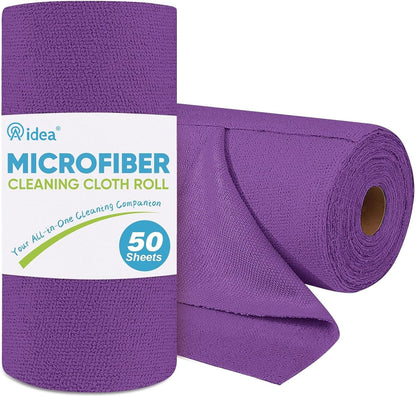 AIDEA Microfiber Cleaning Cloth Roll, Grey 75PK, Reusable Paper Towels Tear Away Cloth, Microfiber Towels for Cars, Wash Cloths, Lint Free Rags for House, Kitchen,Window,Cleaning Supplies 11.5"×11.5"