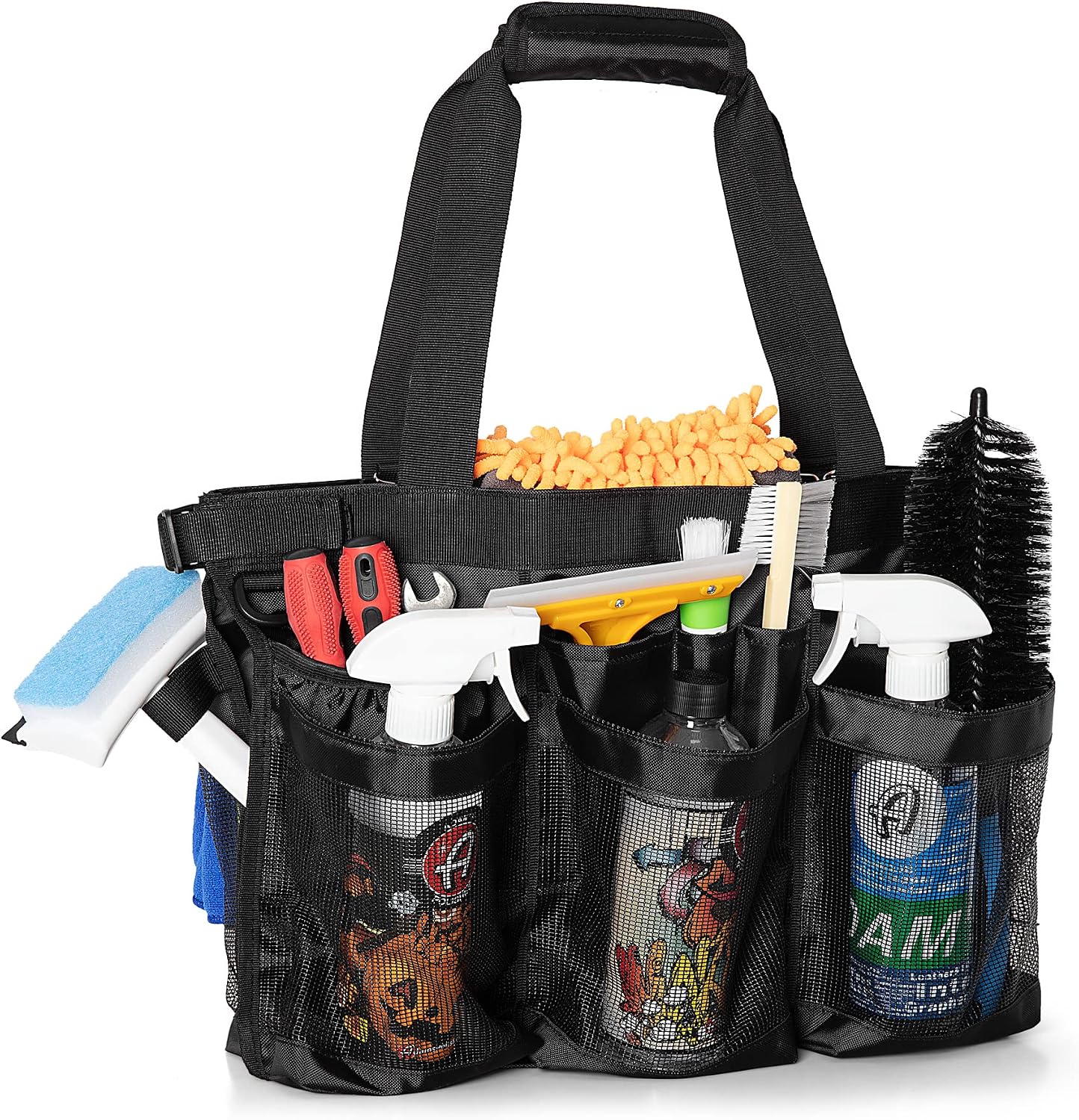 HODRANT 5 Gallon Bucket Organizer with Anti-fall Hooks & Buckle, Car Wash Bucket Caddy with Mesh Pockets, 5 Gallon Cleaning Tools Bag for Home, Auto, Garden & Fishing