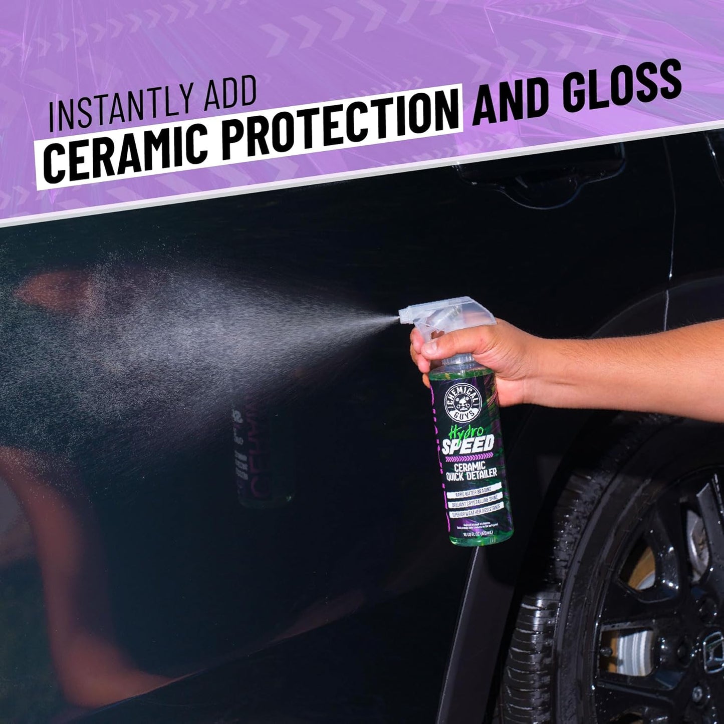 Chemical Guys HydroSpeed Ceramic Quick Detailer Spray - SiO2 Shine Car Detailer Spray for Cars, Trucks, SUVs, Motorcycles and RVs, Boosts Gloss, Hydrophobic Protection and Slickness, 128 oz
