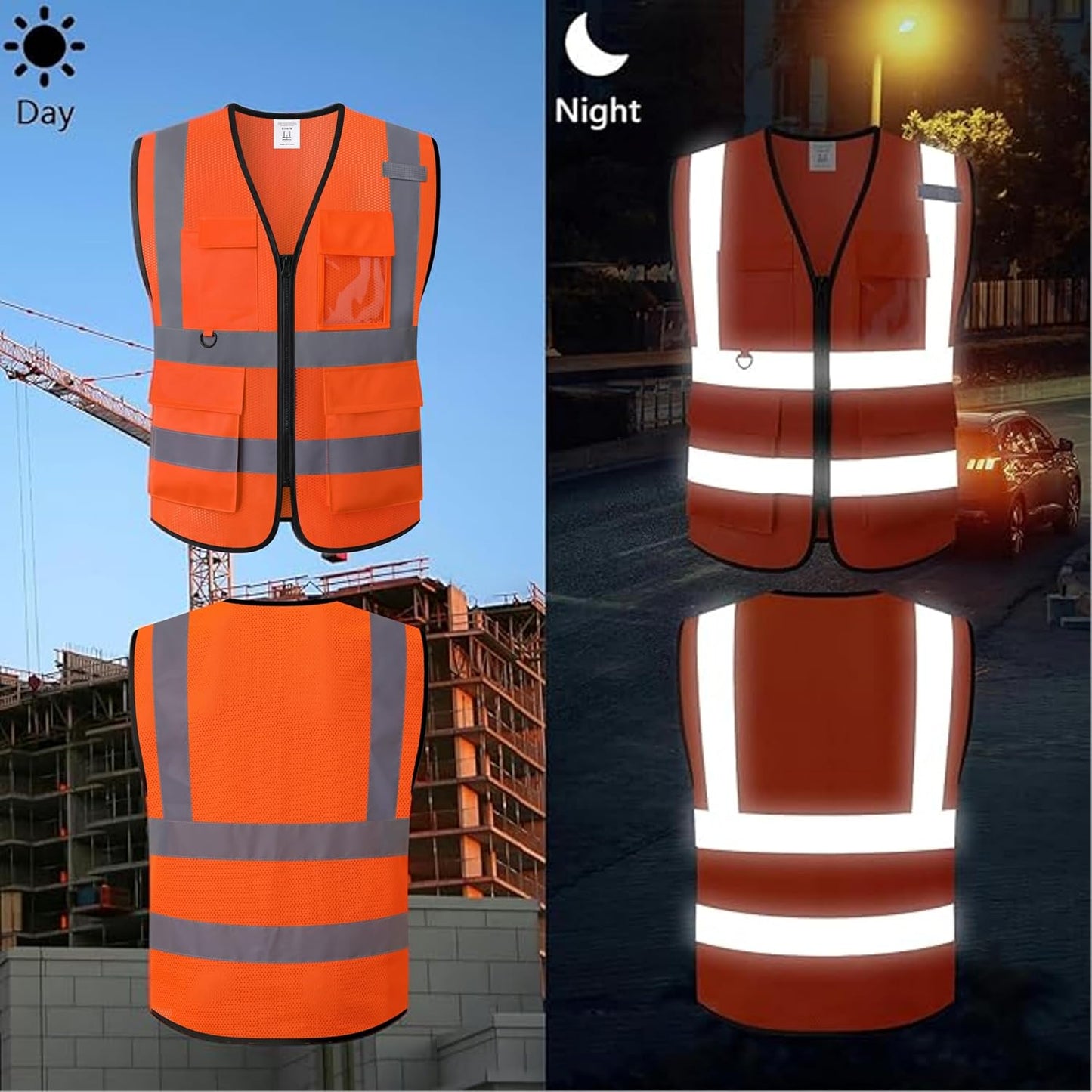 Safety Vest for Men Women Hi Vis Vest with Pockets Mesh High Visibility Vests Meets ANSI/ISEA Standards