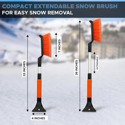 Autovir 27" Snow Brush and Ice Scrapers for Car Windshield (1 Pack), Window Ice and Snow Scraper with Ergonomic Foam Grip, Snow Windshield Scraper with Aluminum Body, Winter Car Accessories (Green)