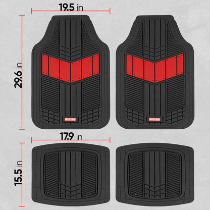 Motor Trend DualFlex™ Rubber Car Floor Mats All Weather Waterproof 4-Piece Sporty Two-Tone Design Car Mats Full Set - Universal Trim-to-Fit Floor Mats for Car, SUV, & Trucks - Car Carpet Protector