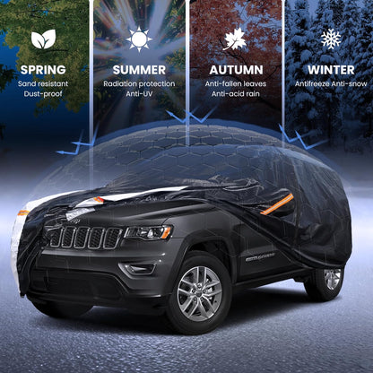 Large SUV Car Cover for Chevy Suburban 100% Waterproof All Weather, Heavy Duty Outdoor Full Exterior Covers Rain Sun Wind UV Protection. - Colors C