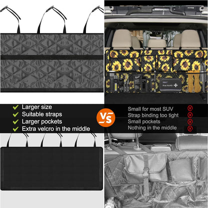 Femuar Car Trunk Organizer, Large Capacity Backseat Trunk Organizer (42"*18"), Collapsible Car Storage Bag with 8 Pockets, SUV/MPV/Truck - Black