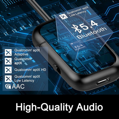 Premium Airplane Bluetooth 5.4 Transmitter Adapter,Supports 2 AirPods/Headphones 2-in-1 Bluetooth Transmitter Receiver with aptX Low Latency,Wireless Adapter for Flight,TV,Gym,Tablets Car Stereo