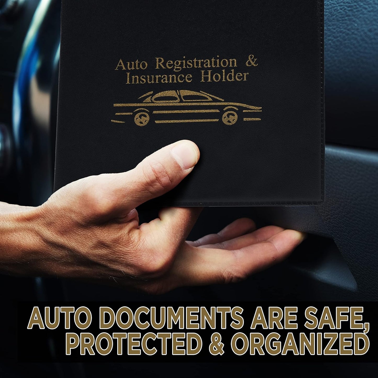 Andalus Auto Registration & Insurance Card Holder Pack of 2, Waterproof Essential Car Registration Holder with Hook & Loop Closure, Perfect for Every Vehicles Glove Boxes (White - 5 1/8" x 4 5/8")