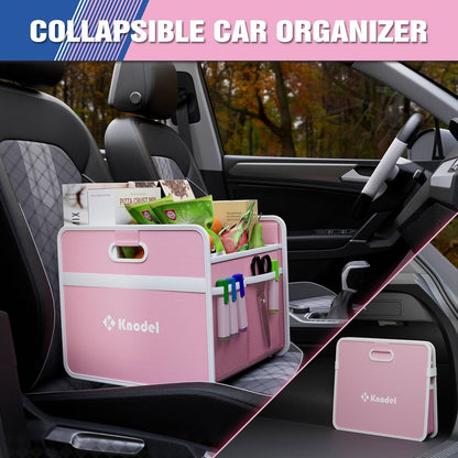 K KNODEL Car Trunk Organizer, Foldable Organizer for Car, Automotive Consoles & Organizers, Storage with Reinforced Handles (Medium, Black)