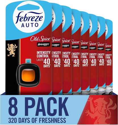 Febreze AUTO Air Freshener, Odor-Fighting Automotive Vent Clip, Midnight Storm Scent, 8 Count