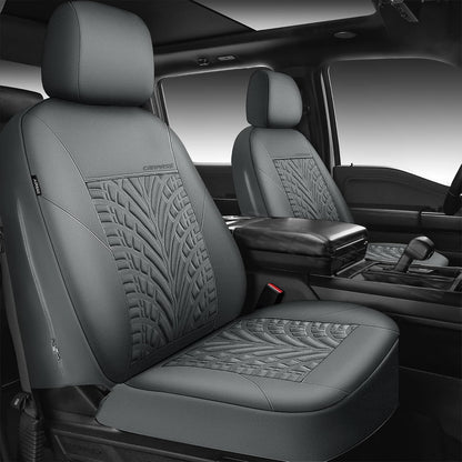 CAR PASS Car Seat Covers Full Sets, Front & Split Rear Bench for Car, 3D Tyre Embossed Automotive Interior Covers, Airbag Compatible, Quick Setup Universal Fit Seat Covers for Car, SUV(Charcoal)