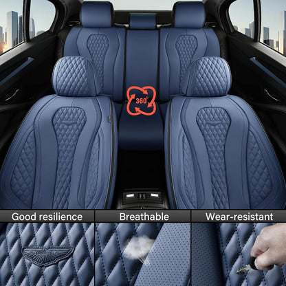 Coverado Seat Covers, Car Seat Covers Full Set, Black Car Seat Cover, Car Seat Covers Front Seats Back Seat Cover, Waterproof Car Seat Cushion, Leather Seat Covers Seat Protector Fit for Most Cars