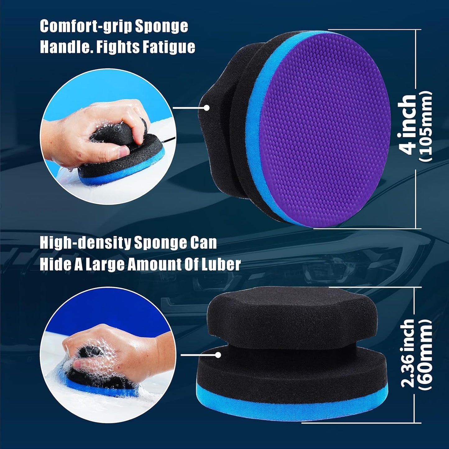 Synthetic Clay, 2-Pack Hand Clay Bar Pad for Car Auto Detailing, Cleansing, Paint Surface Prep Tool for Waxing & Polishing (Blue Purple)