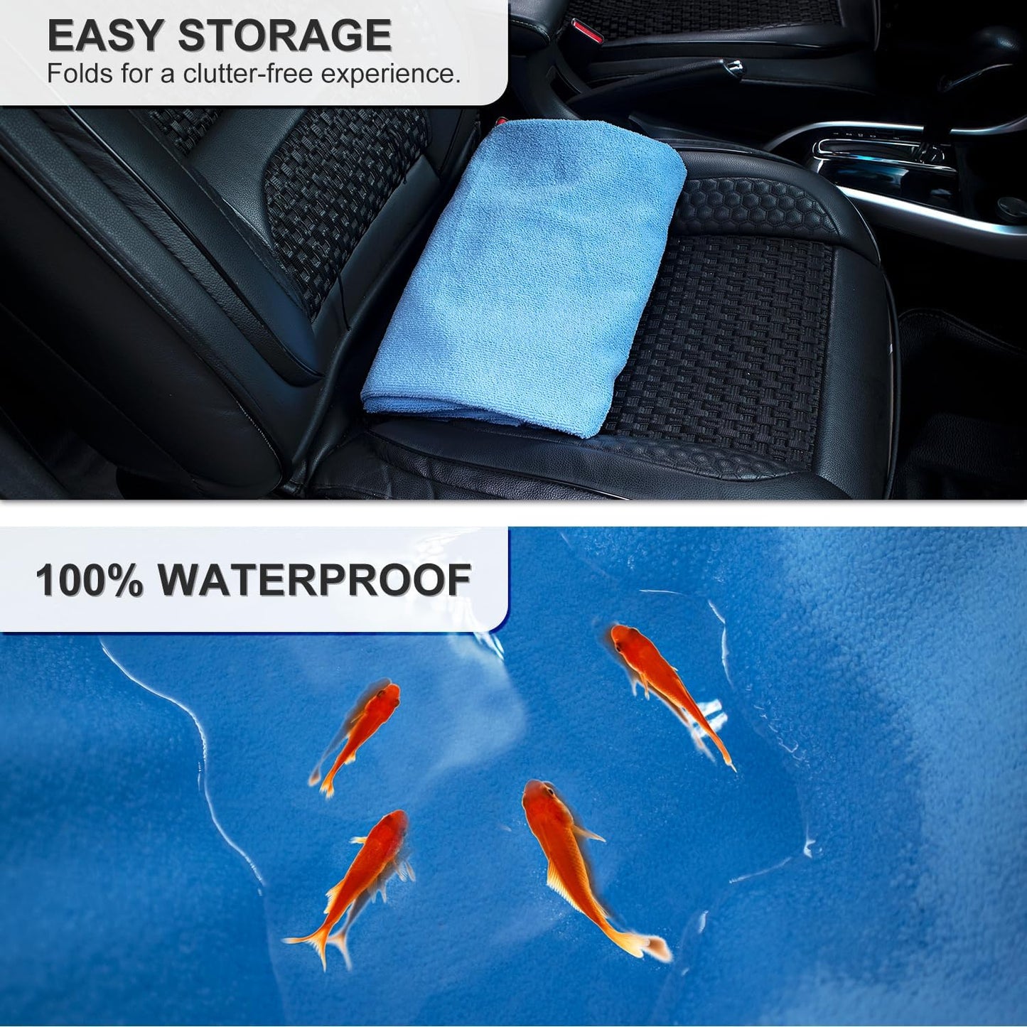Waterproof Sweating Car Seat Cover for Post Gym Workout, Running, Swimming, Beach and Hiking, Universal Fit Non-Slip Towel Bucket Seat Protector for Cars SUV Trucks, Machine Washable (Grey)