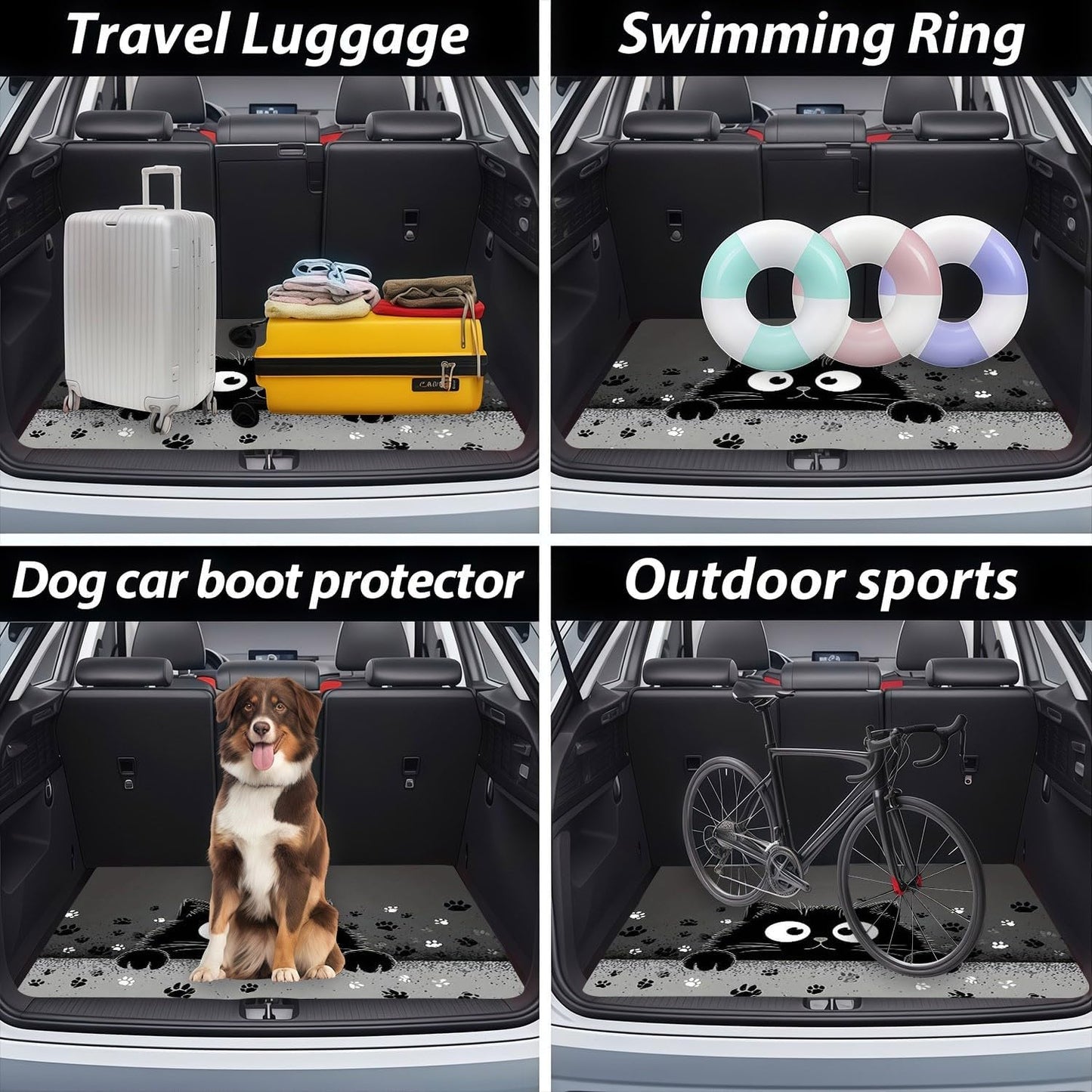 Universal Car Trunk Mat 29" x 39",Purple Colorful Flowers All Weather Trunk Protection Cargo Liner, Durable Cargo Mat Rear Trunk Liner,Stylish Vehicle Interior Accessories Suitable for Most Car Models