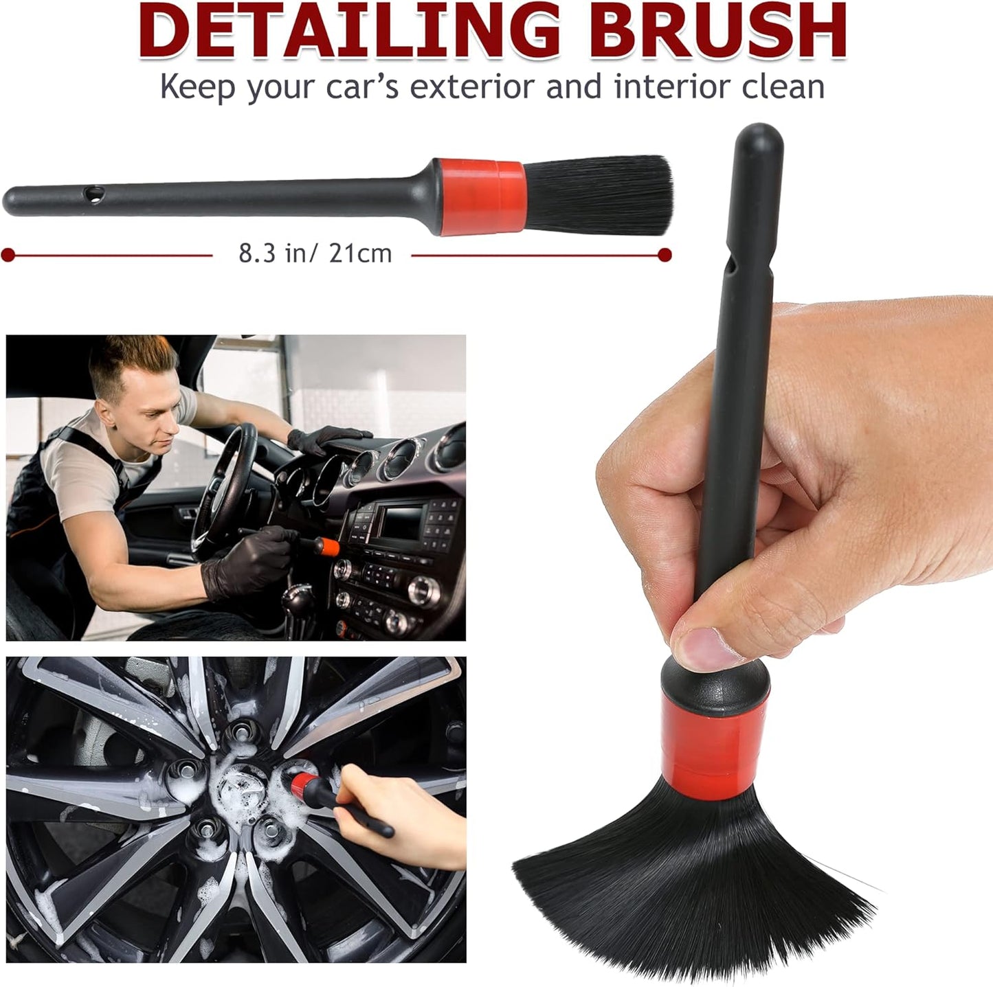 Car Duster Interior by TAKAVU, 360° Microfiber Fingers, Unbreakable Comfort Handle, Lint and Scratch Free, Include Microfiber Towel, for Car & Home Use, The Best Auto Accessories Gray