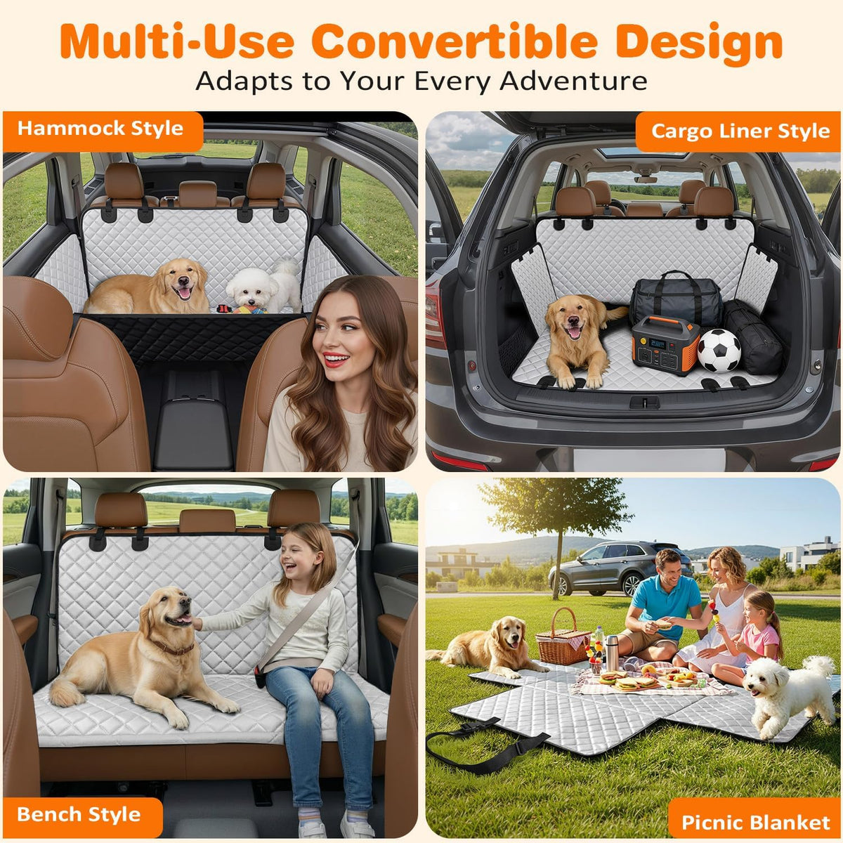 URPOWER Dog Car Seat Cover for Pets 100% Waterproof Seat Cover Hammock 600D Heavy Duty Scratch Proof Nonslip Durable Soft Back Seat Covers for Cars and SUVs