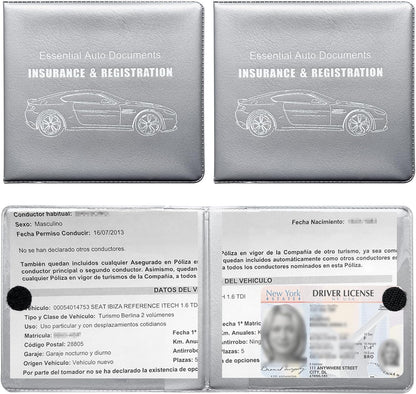 Ziciner Car Registration Insurance Holder, 2Pack Essential Auto Card Document Glove Box Organizer with Touch Fastener, Vehicle Interior Accessories Perfect for Most Car, Truck, SUV (Red/Small Car)