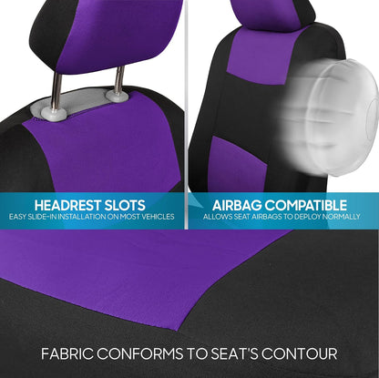 BDK PolyPro Car Seat Covers Full Set in Charcoal on Black – Front and Rear Split Bench for Cars, Easy to Install Cover Set, Accessories Auto Trucks Van SUV
