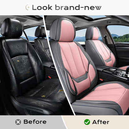Coverado Seat Covers Full Set, Black Seat Covers for Cars 5 Seats, Car Seat Protector, Waterproof Nappa Leather Car Seat Cushion, Front and Rear Car Seat Cover Fit for Most Sedans SUV Pick-up Truck - Colors B