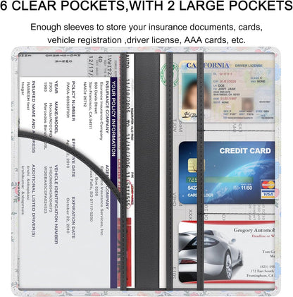 LumiMokki Premium Car Registration & Insurance Card Holder with Magnetic Shut, Vehicle Glove Box Car Organizer - For Documents, Cards, License (Black)