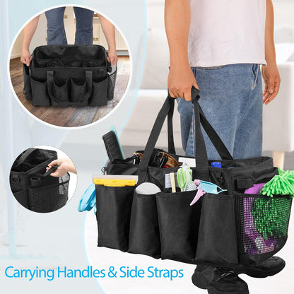 HODRANT Extra-Large Cleaning Caddy, Organizer with Handles for Cleaning Tools & Products Storage, Large Capacity Tote Bag for Car, Home & Housekeeping Work, Gray