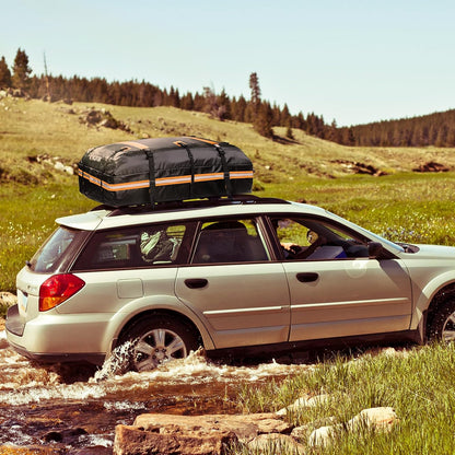 Kingfun Car Rooftop Cargo Carrier – Waterproof 20 Cubic Feet Car Roof Bag Fit All Vehicles with/Without Roof Racks, Includes Anti-Slip Mat, 8 Reinforced Straps & 6 Door Hooks, Luggage Locks（Black）