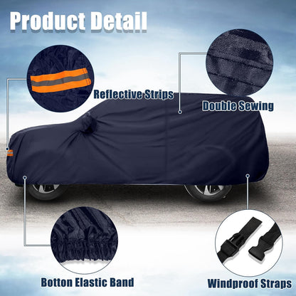 X AUTOHAUX SUV Car Cover for Chevrolet Tahoe 4 Door 2007-2024 Outdoor Waterproof Sun Rain Dust Wind Snow Protection 190T PU W/Driver Door Zipper Black