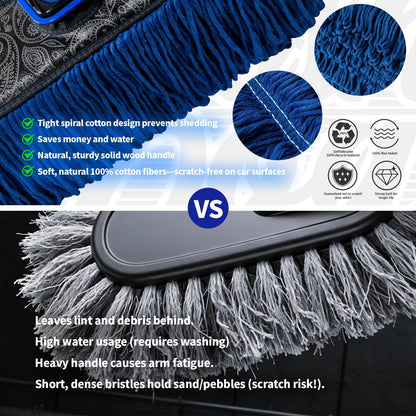Flash Dog Car Duster Exterior with Car Duster Interior Wax Cotton Hair Scratch Free Cleaning for Cars, SUVs, Trucks | Waterless Dust Remover & Detailing Brushes Set with Storage