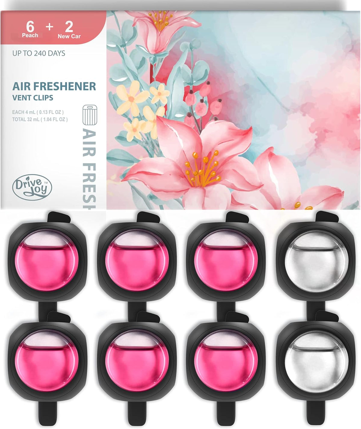 DRIVEJOY Car Air Freshener Vent Clips, 8 PK, 6 Ocean, 2 New Car Scent, Long Lasting Air Fresheners for Men & Women, Up to 240 Days, Odor Eliminator