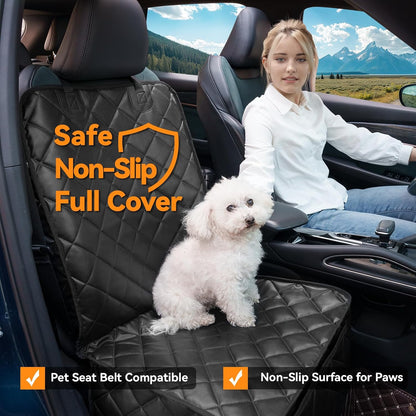 Dog Car Seat Cover for Back Seat, Waterproof Back Seat Covers for Dogs, PU Leather Nonslip Bench Dog Seat Cover Universal Fit Most Vehicles,SUVs,Small Trucks（Black,Standard）