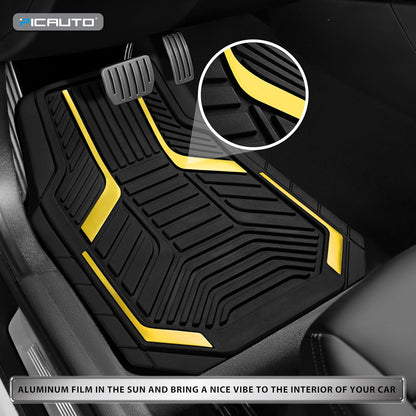 PIC AUTO Heavy Duty Rubber Floor Mats, Purple Aluminum Film Car Mats Set, Front and Rear Car Mats with Anti-Slip Backing, All Weather Protection, Trim-to-Fit for Automotive SUV, Sedan, Van