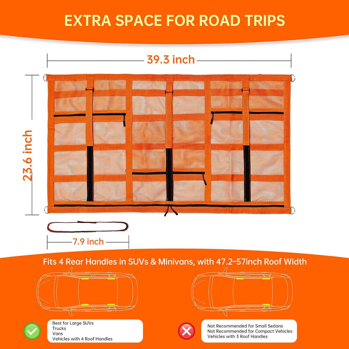 SUV Car Ceiling Cargo Net Pocket,35.4"x23.6" Double-Layer Mesh Car Roof Storage Organizer for Ford,F150,Jeep,Honda CRV,RAV4,Van Organizers and Storage,Camping Accessories
