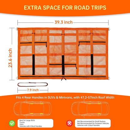 SUV Car Ceiling Cargo Net Pocket,35.4"x23.6" Double-Layer Mesh Car Roof Storage Organizer for Ford,F150,Jeep,Honda CRV,RAV4,Van Organizers and Storage,Camping Accessories