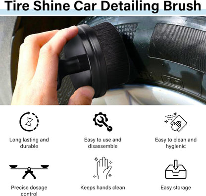 Tire Shine Applicator Brush, Tire Shine Brushes, Tire Dressing Brush Applicator with Seal Cover, Tire Brush for Car Detailing, Tire Gel Applicator, High Density Detail Factory Tire Brush (Black)