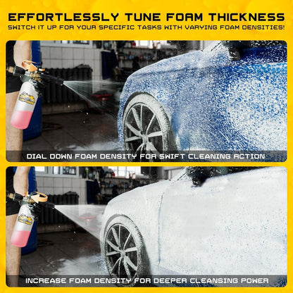 Foam Cannon Kit, 1L Bottle Snow Foam Cannon with 5 Pressure Washer Nozzle Tips, 1/4 Inch Quick Connector, Compatible with Gas Pressure Washers&Electric Pressure Washers