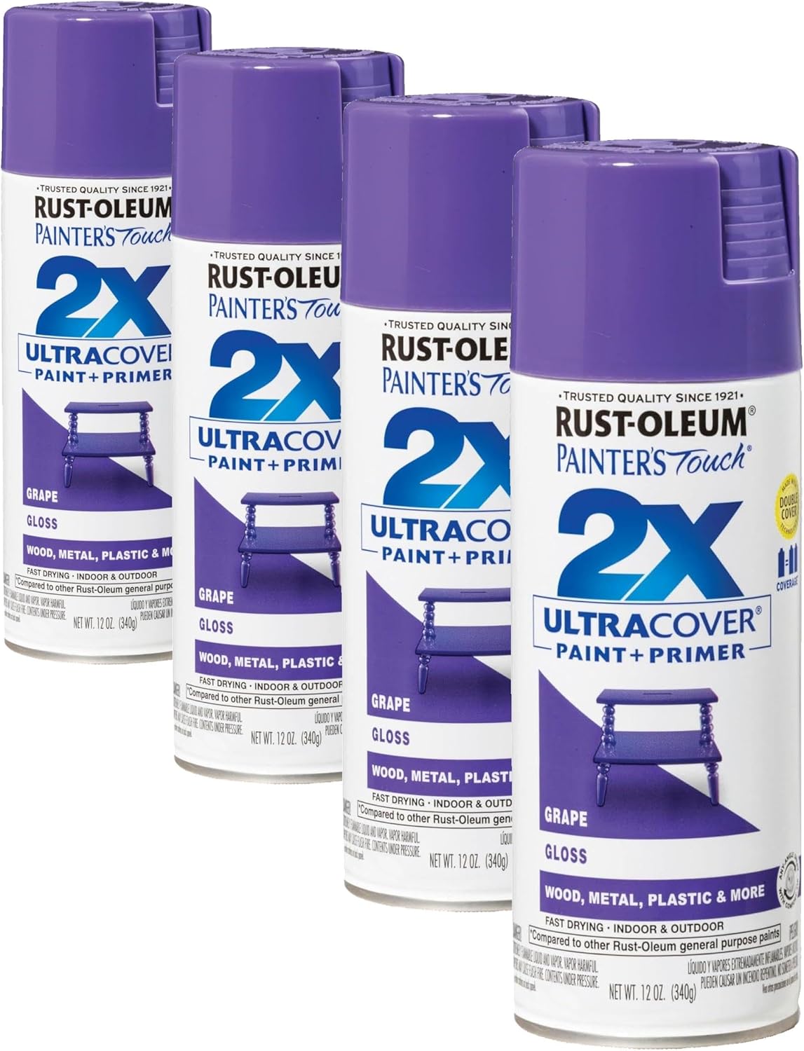 Rust-Oleum 334029 Painter's Touch 2X Ultra Cover Spray Paint, 12 oz, Gloss Clear - Colors C