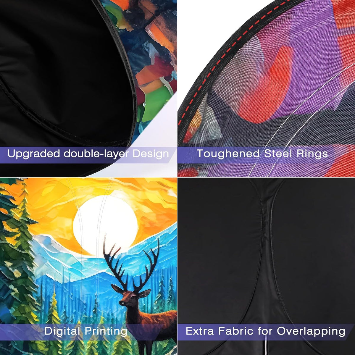 Windshield Sun Shade - Windshield Sun Shade Foldable, Car Sun Shade Windshield Keeps Interior Cool, Foldable Sunshade for Car Windshield with Storage Bag for Cars, SUVs, 55'' x 32''