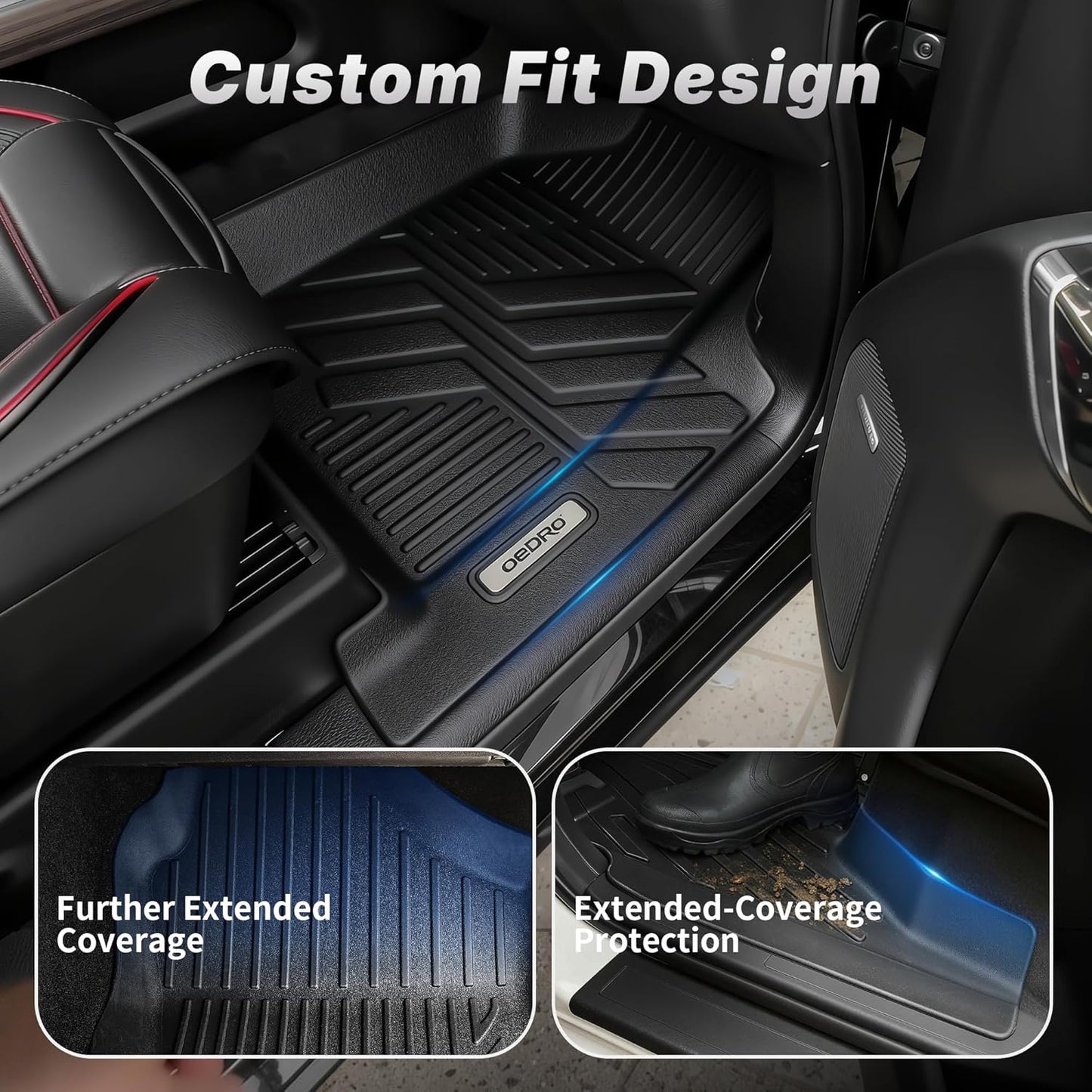OEDRO Cargo Trunk Liner Fit for 2010-2017 Chevrolet Equinox L/LS/LT/LTZ/Premier& 10-17 GMC Terrain SL/SLE/SLT/Denali, All Weather Custom Fit Anti-Slip Cargo Mat, Black