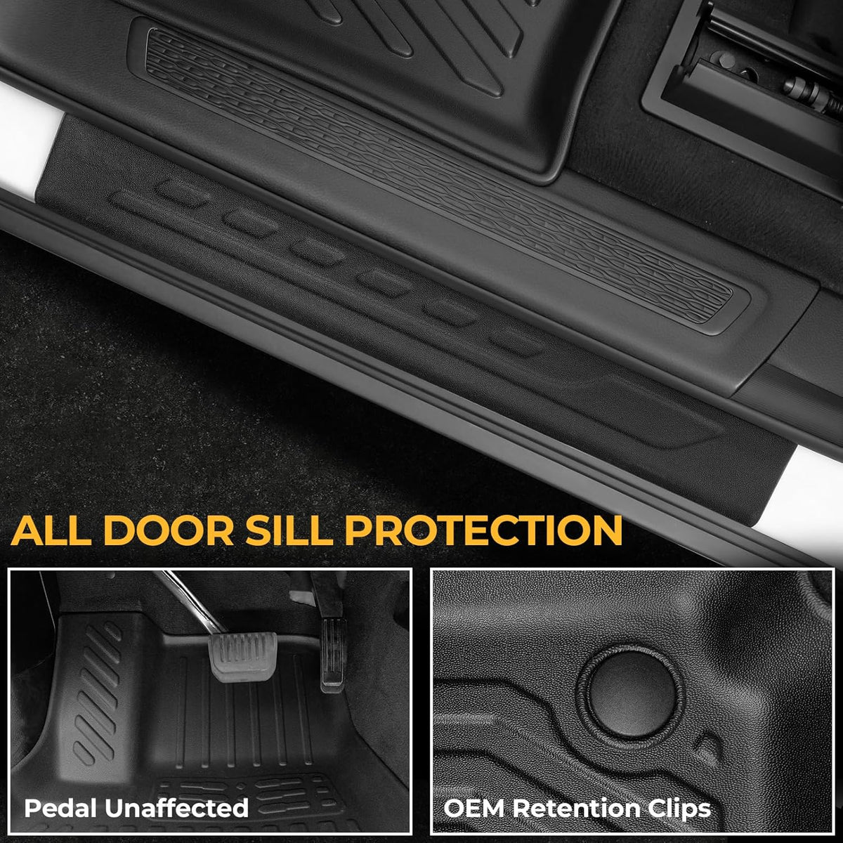 Floor Mats for Jeep Cherokee 2019-2023, All Weather Floor Mats Trunk Cargo Liner with Backrest Protectors and Door Sill Guards Accessories, Full Coverage Set