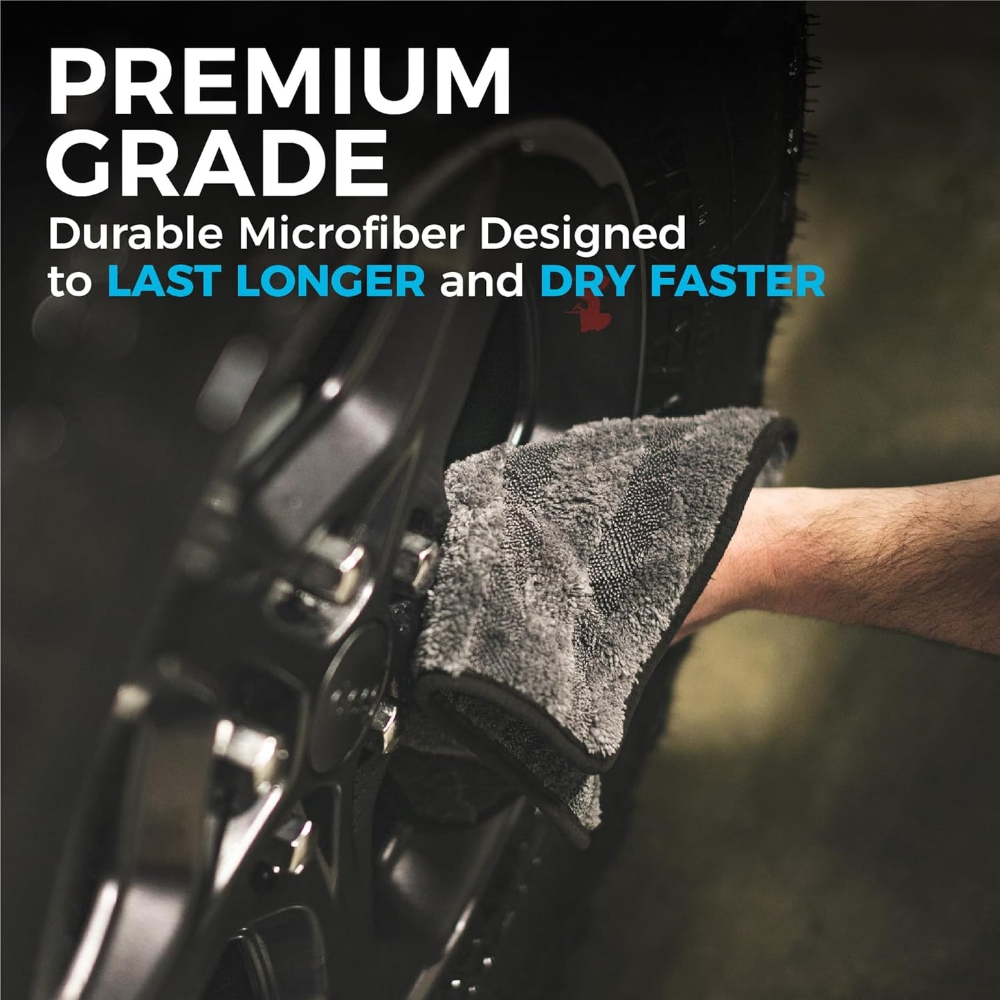 The Rag Company Gauntlet Car Drying Towel, Ultra-Absorbent 70/30 Blend Korean Microfiber, Dries Vehicles Faster Without Scratching, 900 GSM, 30x36 Inches, Ice Grey/Grey, 1-Pack