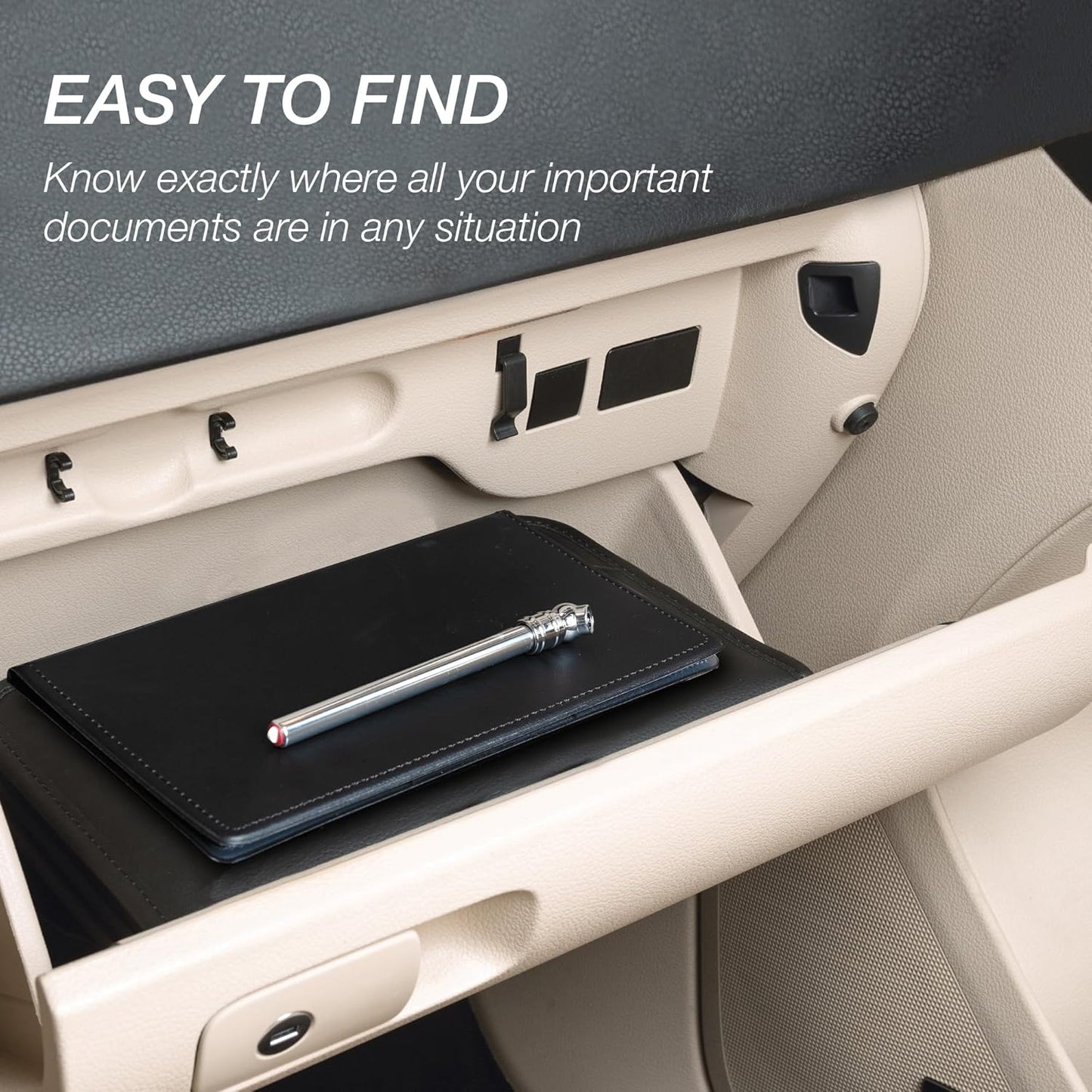 Samsill 2 Pack Car Registration and Insurance Holder, 5.25" x 4.75" Black Glove Box Organizer, Perfect for Multiple Vehicles