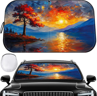 Windshield Sun Shade - Car Sun Shade Windshield, Reflector Sunshade Offers Ultimate Protection for Car Interior, Foldable Front Window Fit for Hatchback, Truck, SUV, MPV
