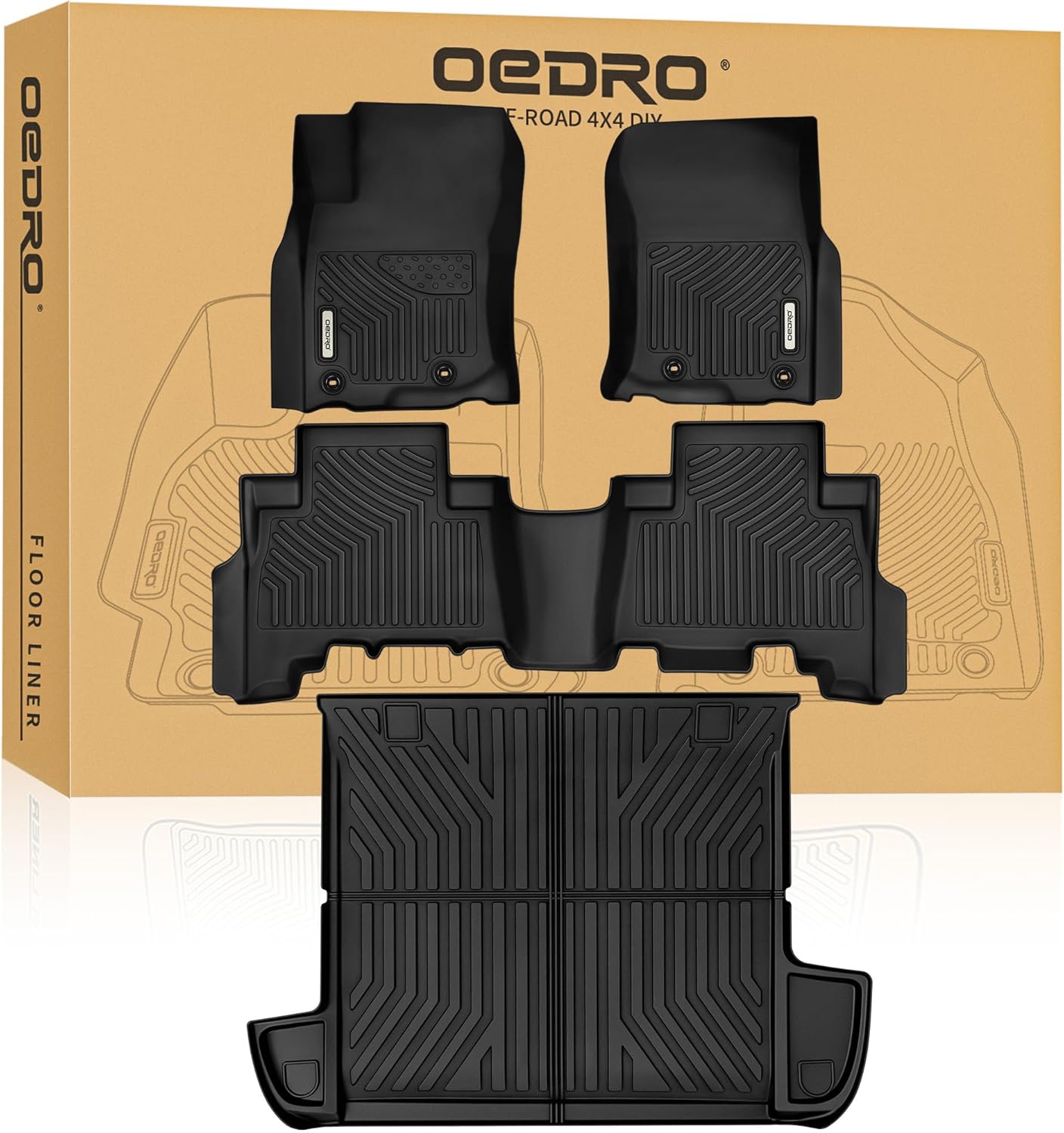 OEDRO Cargo Trunk Liner Fit for 2010-2017 Chevrolet Equinox L/LS/LT/LTZ/Premier& 10-17 GMC Terrain SL/SLE/SLT/Denali, All Weather Custom Fit Anti-Slip Cargo Mat, Black