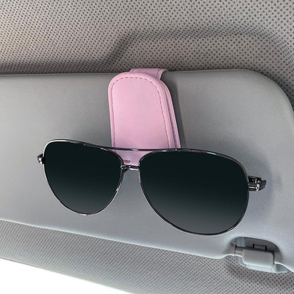 KIWEN Sunglasses Holders for Car Visor, Magnetic Leather Glasses Eyeglass Clip for Car, Ticket Card Clip Sunglasses Mount, Car Visor Accessories Gadgets (1, Black)