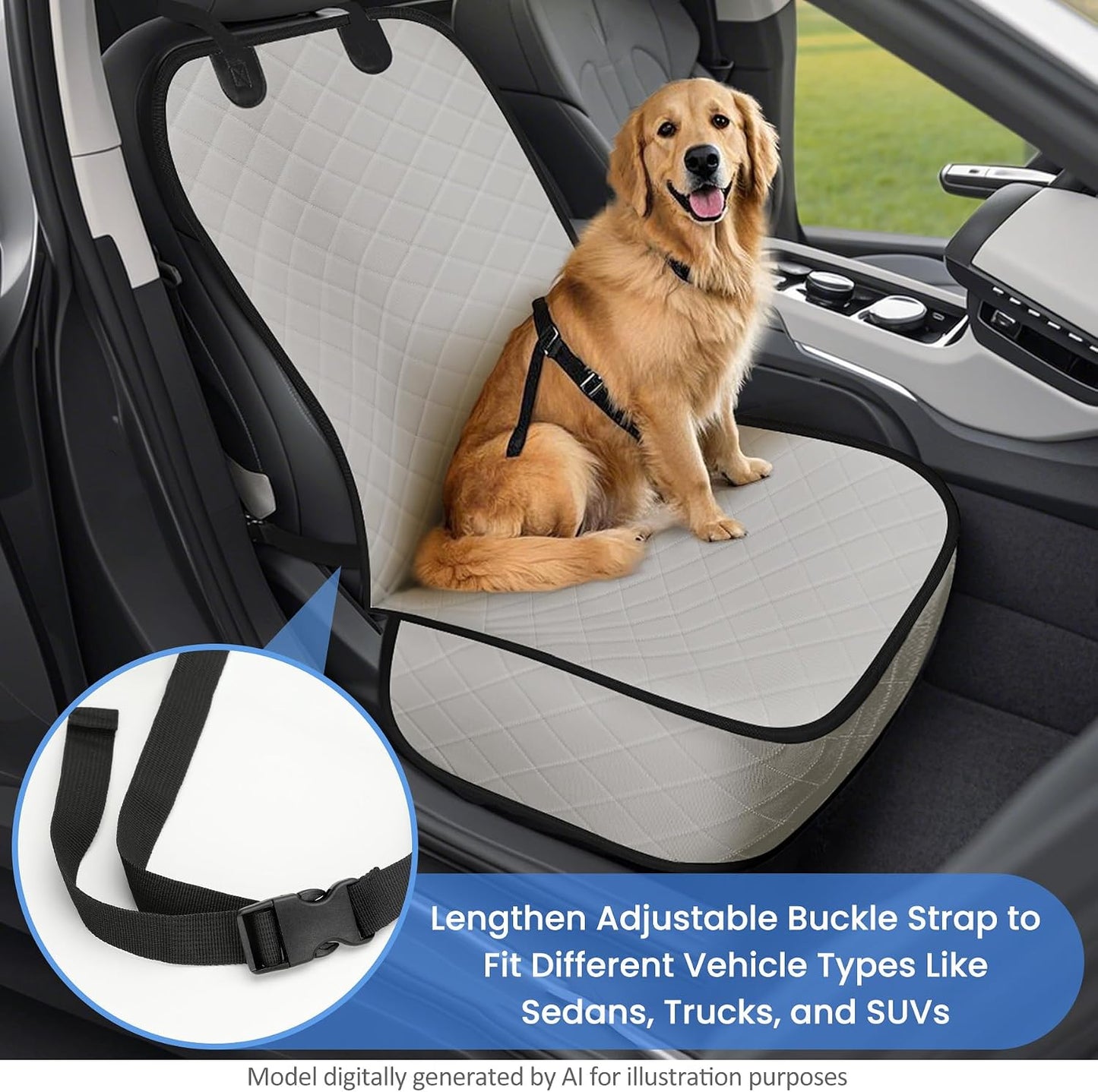 ELONGRIVER Dog Car Seat Covers, Waterproof Front Seat Cover for Dogs, Scratch-Proof, Nonslip Pet Passenger Seat Cover Protector, Universal Fit for Cars Trucks SUVs, Standard Size, Black
