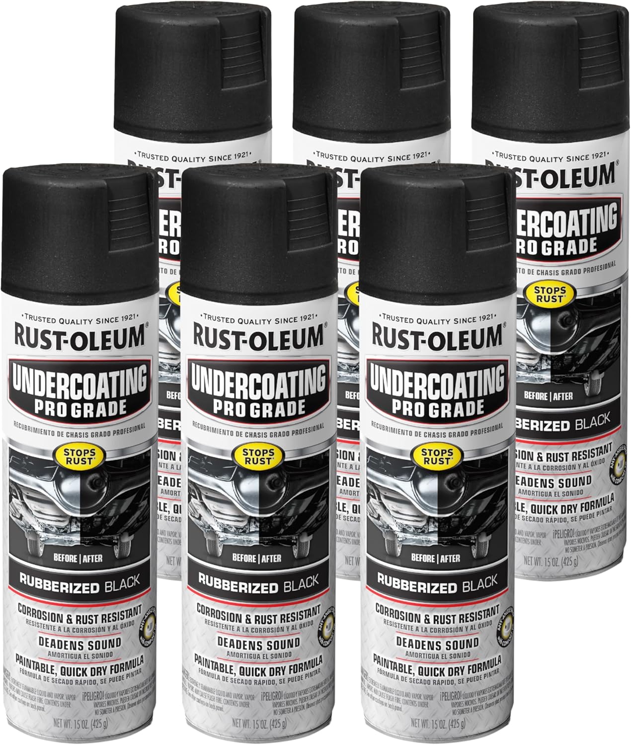 Rust-Oleum 248656 Professional Grade Rubberized Undercoating Spray, 15 oz, Black