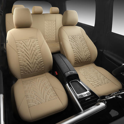CAR PASS Car Seat Covers Full Sets, Front & Split Rear Bench for Car, 3D Tyre Embossed Automotive Interior Covers, Airbag Compatible, Quick Setup Universal Fit Seat Covers for Car, SUV(Charcoal)
