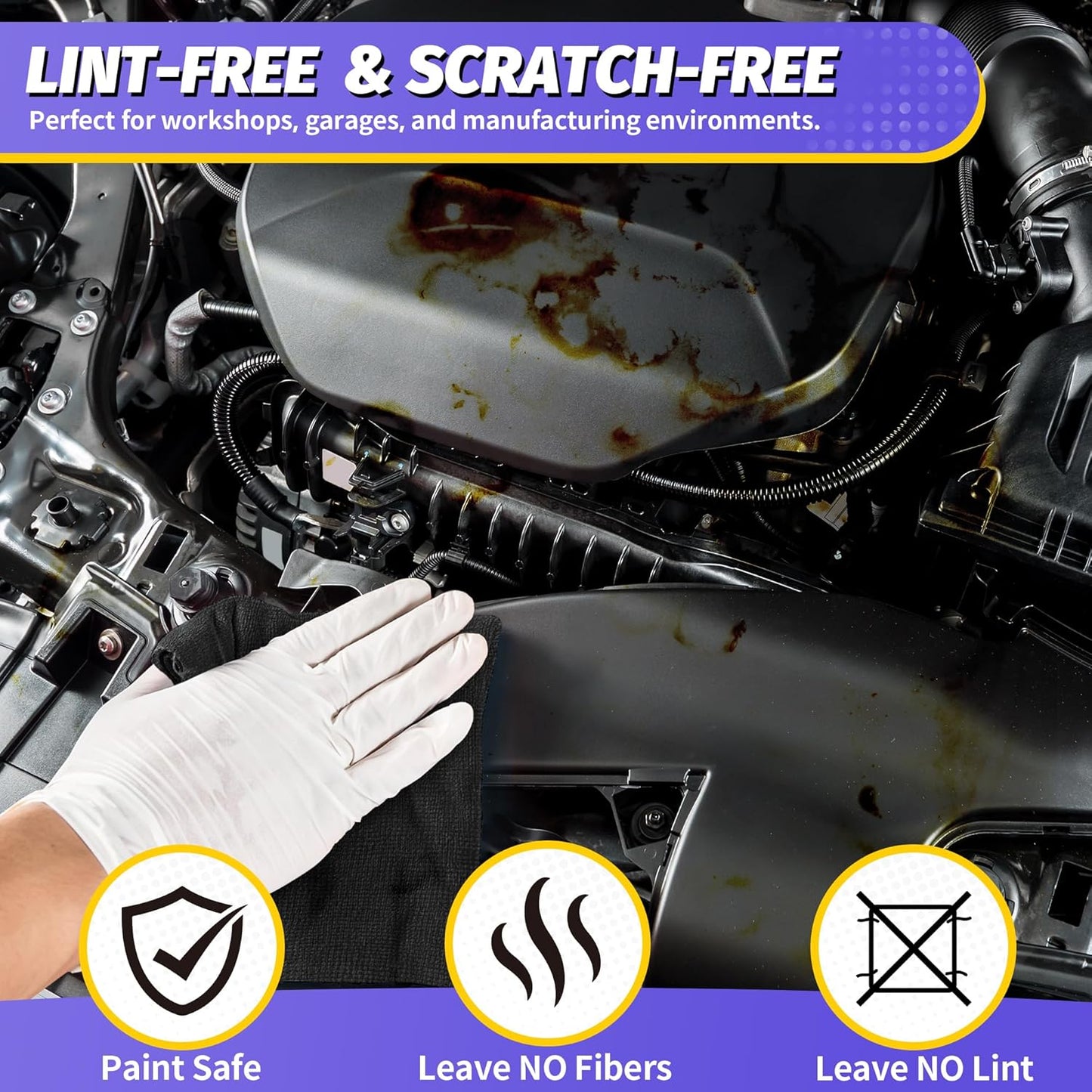 Microfiber Cleaning Cloth, 100 Pack Cleaning Rags Microfiber Towel Bulk Absorbent Lint-Free Wash Cloths, All-Purpose Shop Towels for Cars, Automotive, Garage, Home & Kitchen 11.5"*11.5"