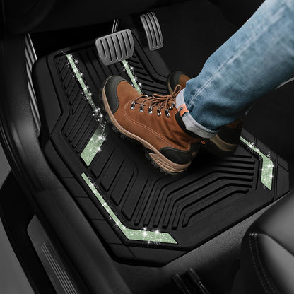 PIC AUTO Heavy Duty Rubber Floor Mats, Purple Aluminum Film Car Mats Set, Front and Rear Car Mats with Anti-Slip Backing, All Weather Protection, Trim-to-Fit for Automotive SUV, Sedan, Van