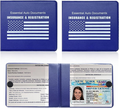Ziciner Car Registration Insurance Holder, 2Pack Essential Auto Card Document Glove Box Organizer with Touch Fastener, Vehicle Interior Accessories Perfect for Most Car, Truck, SUV (Red/Small Car)
