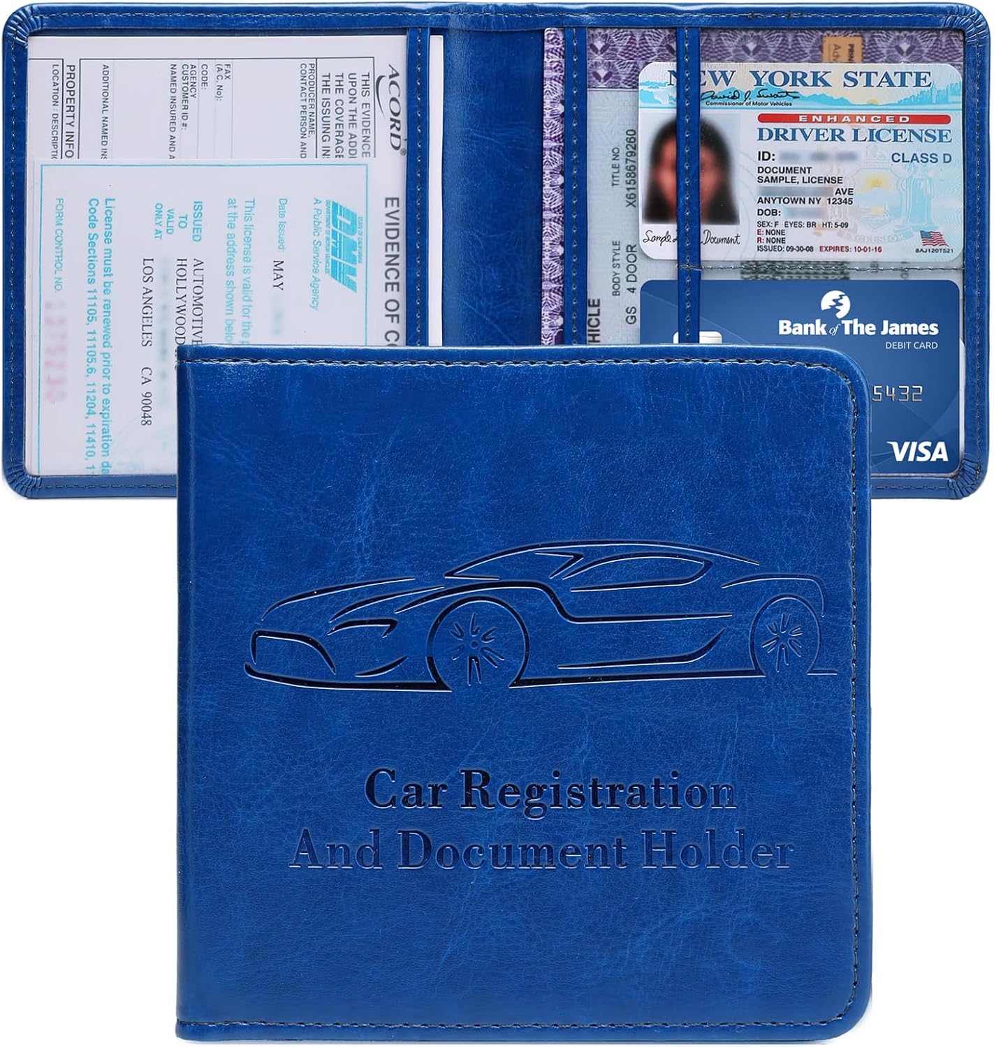 Registration and Insurance Card Holder, Vehicle Glove Box Car Organizer with Magnetic Closure, Interior Car Accessories for Documents, Cards, License Storage, 1-Pack Red